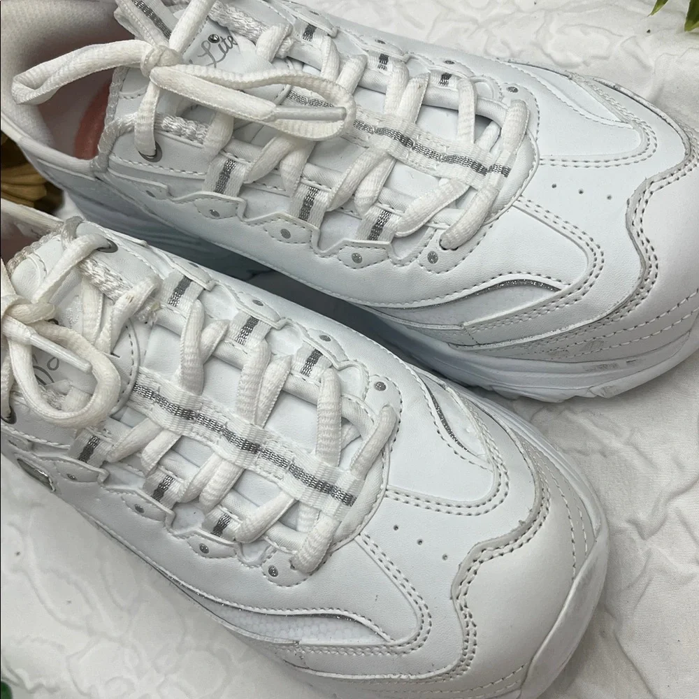 Skechers All-White Chunky Lace-Up Sneakers